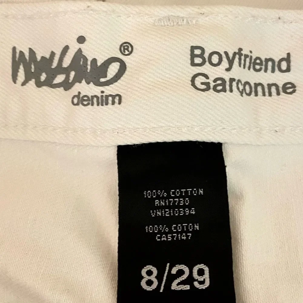 Mossimo White Denim Boyfriend Shorts Women Size 8-29 5 Pocket Style Long Length